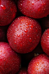  Red apples, some with water droplets at their tops and bottoms