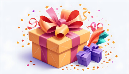 Obraz premium 3D colorful gift box with a large red bow on top