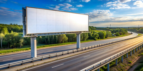 Obraz premium Travel advertising billboard mockup on highway, travel, advertising, billboard, mockup, highway, road, journey
