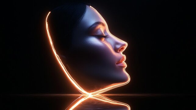 A face half hidden behind a mirror, reflecting something entirely different