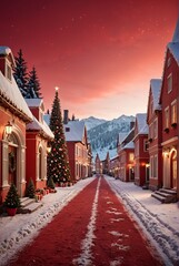 Fototapeta premium Merry christmas and happy new year greeting background with copyspacewinter landscape with snow and christmas trees christmas background 