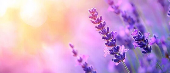 Obraz premium A tight shot of lavender blooms against a softly blurred background of more lavender flowers