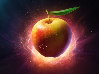 red apple on a black background,planet and space,red apple on the moon