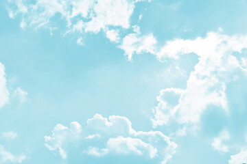 Blue pastel sky with white cloud. Beautiful sky in the morning. Freedom of life, New life beginning and Positive thought and energy concepts.