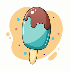 Ice cream on a stick with chocolate. Ice cream poster. stock illustration