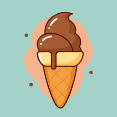 Chocolate flavored cone ice cream vector design in trendy style stock illustration