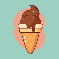 Chocolate flavored cone ice cream vector design in trendy style stock illustration