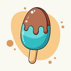 Ice cream on a stick with chocolate. Ice cream poster. stock illustration