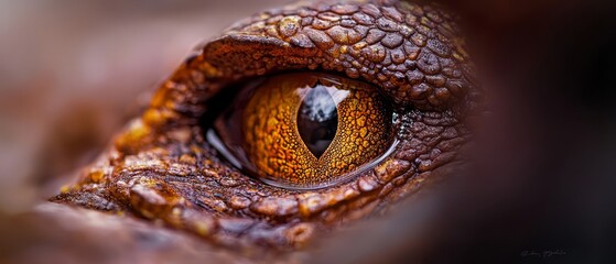 Obraz premium A tight shot of a brown animal eye, adorned with tears on its iris