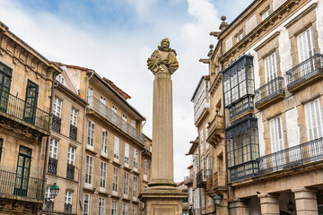 Plaza de Cervantes in the historic center of the monumental city of Santiago de Compostela, Galicia.
