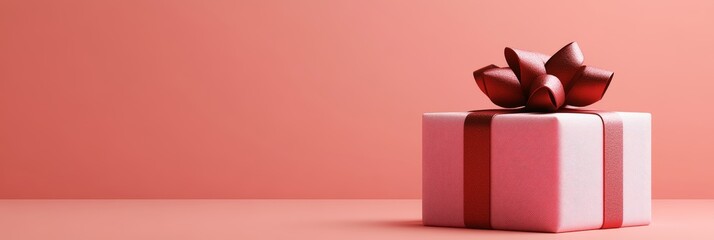 Holiday gift box background. Horizontal banner web poster, header for website minimal design with gift box