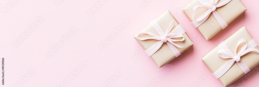 Wall mural holiday gift box background. horizontal banner web poster, header for website minimal design with gi