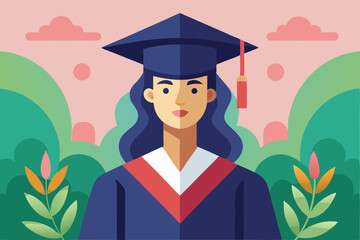 Graduate women vector art and illustration