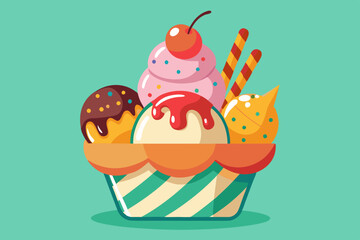 Ice cream vector art and illustration