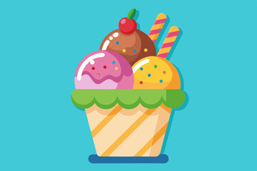 Ice cream vector art and illustration