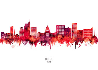 Fototapeta premium Boise Idaho Skyline Red