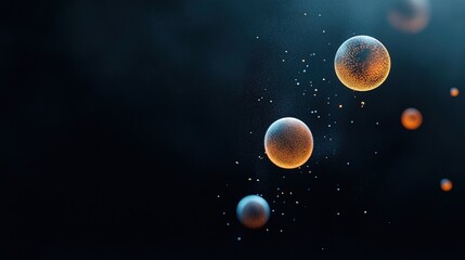 Fototapeta premium Floating Spheres on a Dark Background with Blue Hues