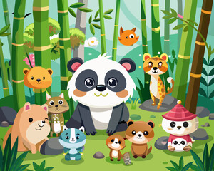 Fototapeta premium Set of wildlife animals stock illustration