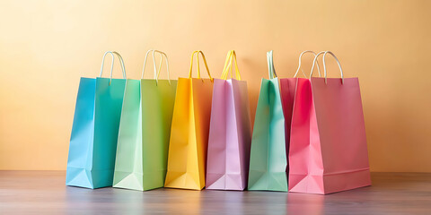 Colorful shopping bags on a soft pastel background, shopping, bags, pastel, background, retail, colorful