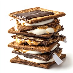 A stack of smores with Black Friday Deals tags attached, gooey and delicious, isolated on white background