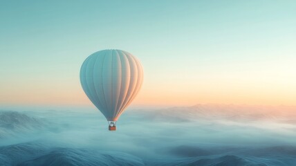 Fototapeta premium A minimalistic illustration of a single air balloon floating peacefully in a vast, empty sky