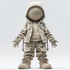Fototapeta premium 3D Clay Model of a Stylized Person in Casual Attire