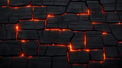 Fototapeta premium Cracked volcanic rock with glowing lava cracks