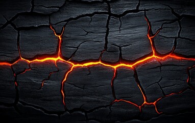 Cracked volcanic surface with glowing lava lines