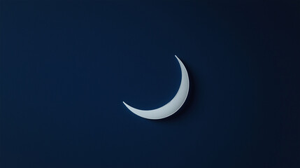 Obraz premium A simple crescent moon in white on a dark blue background , minimalist cards without words