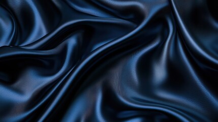 Fototapeta premium Smooth satin in dark blue with gentle folds, perfect for elegant and luxurious product displays.