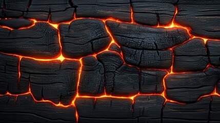 Obraz premium Lava texture with glowing cracks, black background