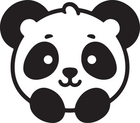 Fototapeta premium Cute panda silhouette vector art illustrator with white background
