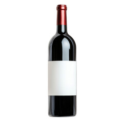 Elegant Red Wine Bottle with Empty Label on  transparent Background