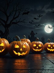 halloween pumpkin with bats