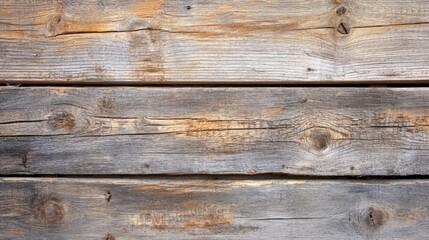 Naklejka premium Worn barn wood with visible knots and cracks, ideal for a farmhouse-style blog or handmade crafts store website background.