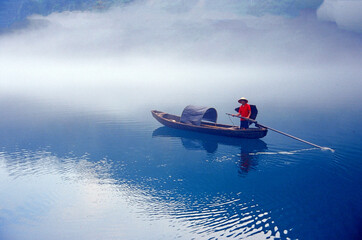 Fog scenery of Xiaodongjiang River in Chenzhou City, Hunan Province, China