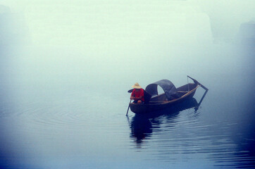 Fog scenery of Xiaodongjiang River in Chenzhou City, Hunan Province, China