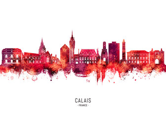 Calais France Skyline Red