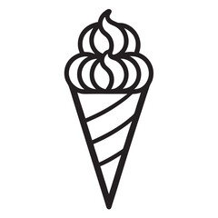 ice cream cone line art silhouette vector illustration on a white background