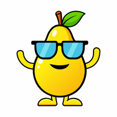 Funny pear in sunglasses in cartoon style. stock illustration
