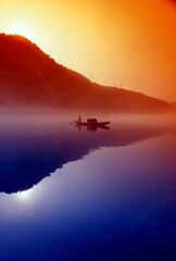 Fog scenery of Xiaodongjiang River in Chenzhou City, Hunan Province, China