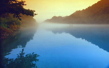 Fog scenery of Xiaodongjiang River in Chenzhou City, Hunan Province, China