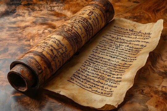 Ancient Illustrated Hebrew Manuscript on Parchment: A Biblical Scroll Exploration