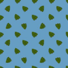 Classics Seamless Small  Christmas Tree Pattern with Blue Background

