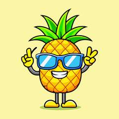 Pineapple character with black eyeglasses vector illustration stock illustration