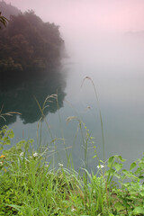 Fog scenery of Xiaodongjiang River in Chenzhou City, Hunan Province, China