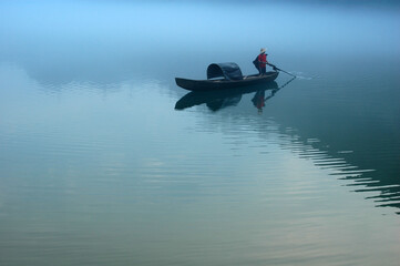 Fog scenery of Xiaodongjiang River in Chenzhou City, Hunan Province, China