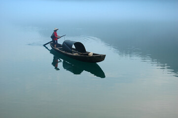 Fog scenery of Xiaodongjiang River in Chenzhou City, Hunan Province, China
