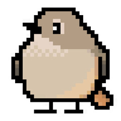Fototapeta premium ドット絵, アニマルイラスト, ジョウビタキのメス