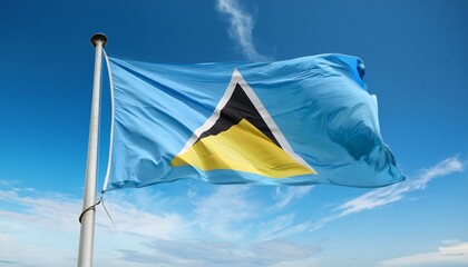 セントルシアの国旗(waving national flag of Saint Lucia.)
